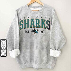 San Jose Sharks NHL Hockey Shirt Retro Tee Vintage Ash Grey 1991 richardinc